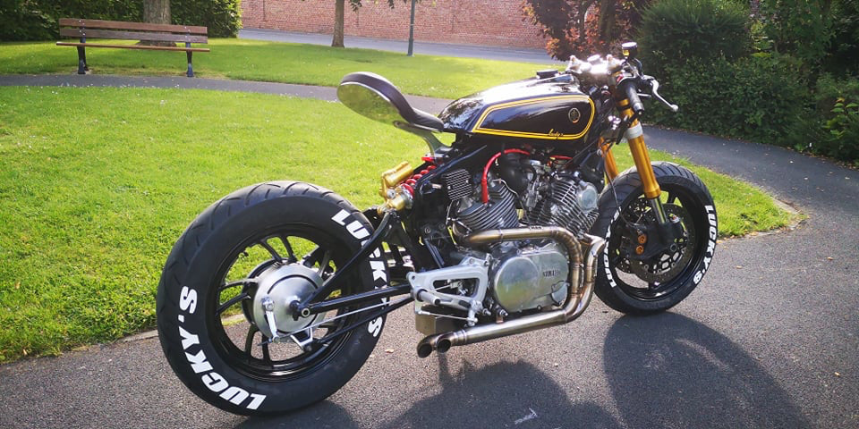 Yamaha XV virago TR1 caferacer exhaust with slash cut muffler (ex. VAT) - MAD Exhausts